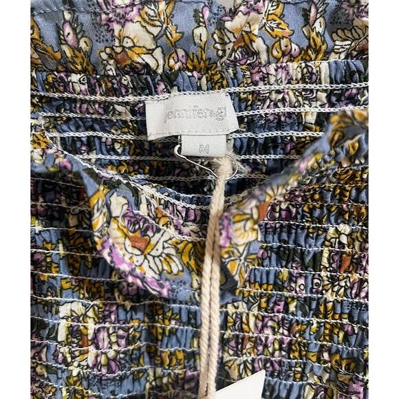 Jennifer & Grace Blue Floral Smocked Ruffle Top - Medium - Picture 5 of 6